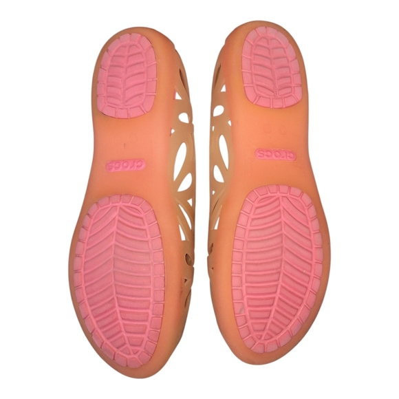 Crocs Adrina III Orange Pink Women's Jelly Peep Toe Slip On Flats W8 - Picture 9 of 10